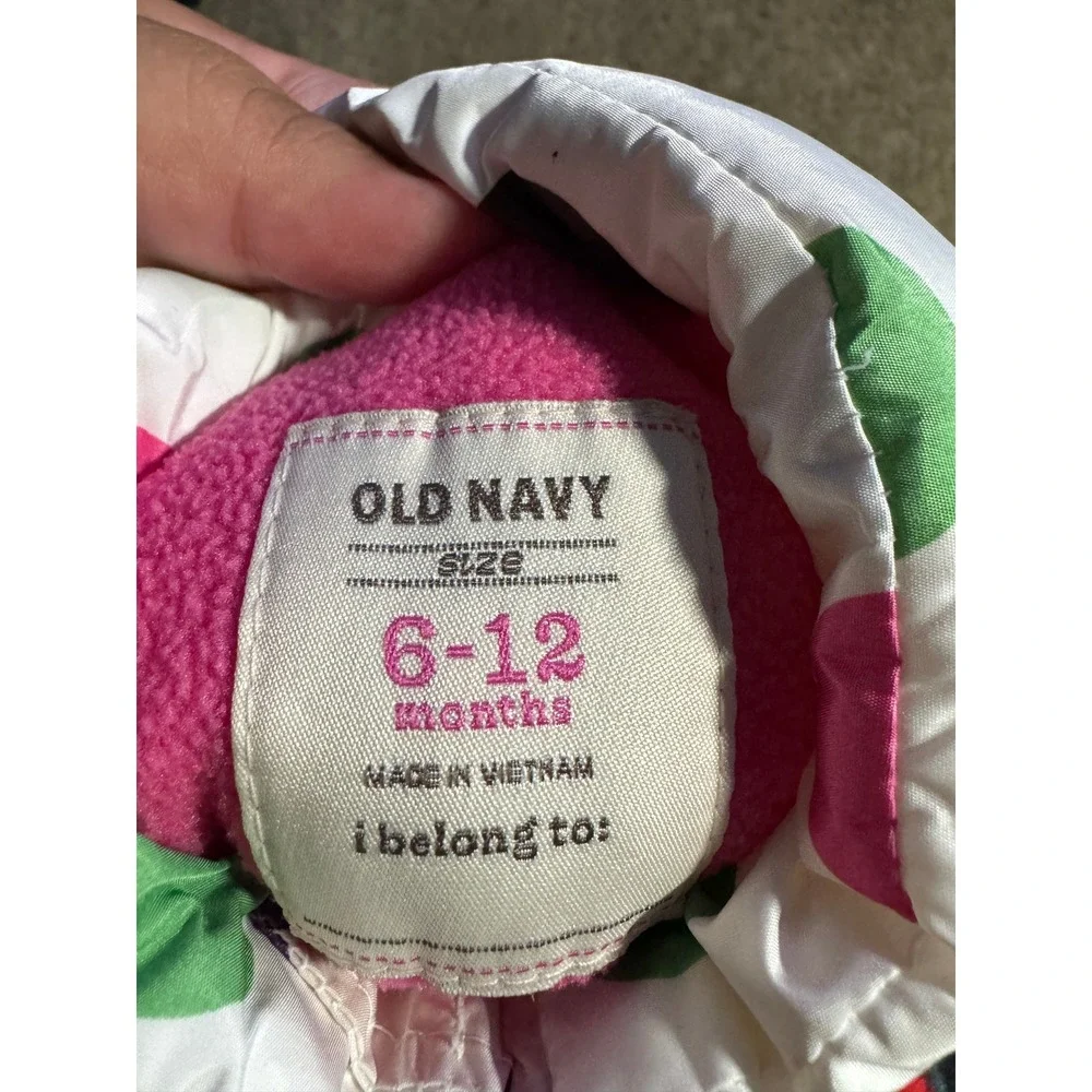 Old Navy Baby Girls Polka Dot Puffer Vest White Pink Green Purple 6-12 Months